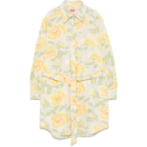 Kenzo abito corto peonies - giallo