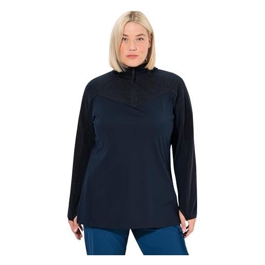 Ulla Popken sweatshirt, stretch, teddyfleece, troyerkragen, langarm maglia di tuta, marina, 16-18 donna
