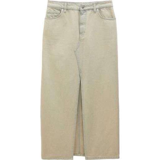 Filippa K gonna midi denim con spacco - toni neutri
