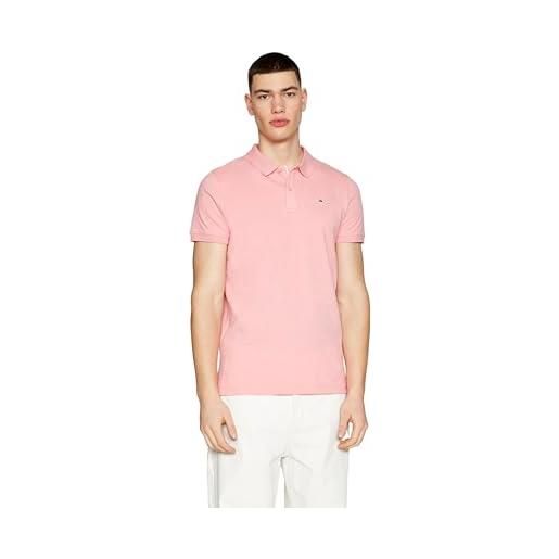 Tommy Jeans maglietta polo maniche corte uomo slim fit, rosa (tickled pink), xxxl