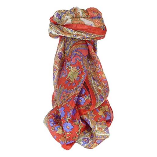 Pashmina & Silk tradizionale sciarpa longa di seta dhar flame