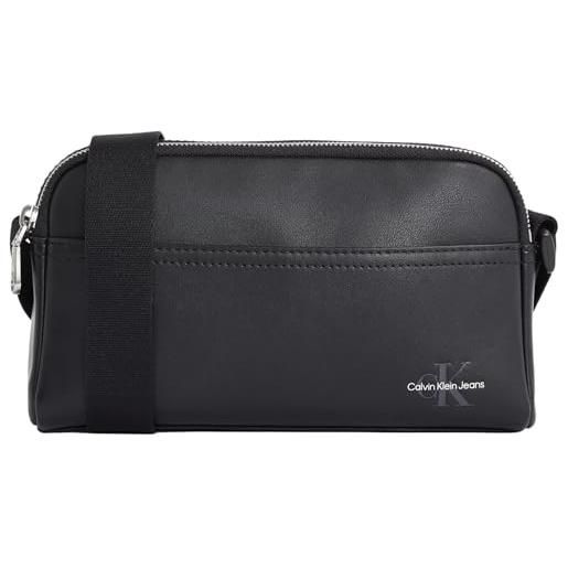 Calvin Klein uomo borsa a tracolla mono logo camera bag piccola, nero (black), taglia unica