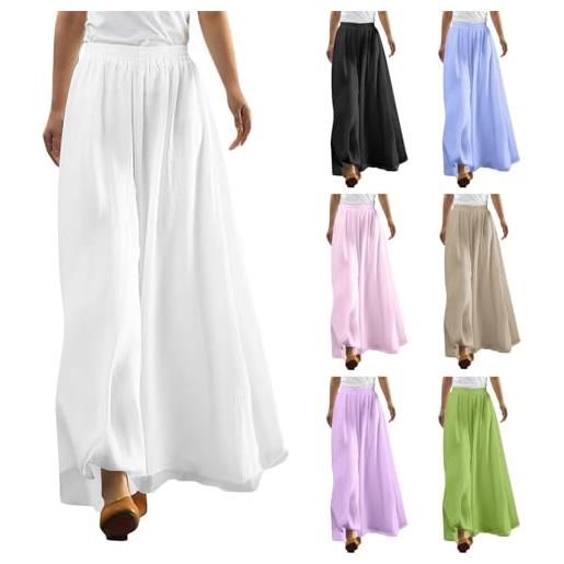 Gonna Pantalone Donna Stile Semplice Estivi Eleganti Stampato High Waist Pantaloni Larghi Baggy - Foto 7
