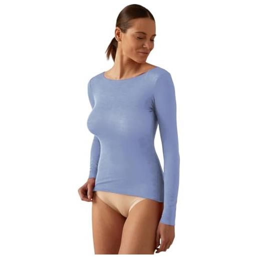 LADY·C maglia modal+cashmere scollo barca donna intimo esternabile morbida e calda (it, testo, m, regular, regular, cielo)
