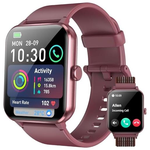 IOWODO smartwatch donna, 1.85" orologio intelligente chiamate bluetooth fitness, 24h cardiofrequenzimetro/spo2/sonno/contapassi, ip68 orologio fitness calcolatori per android ios