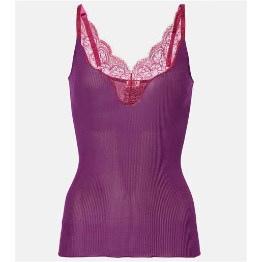 Saint Laurent tank top in seta con pizzo