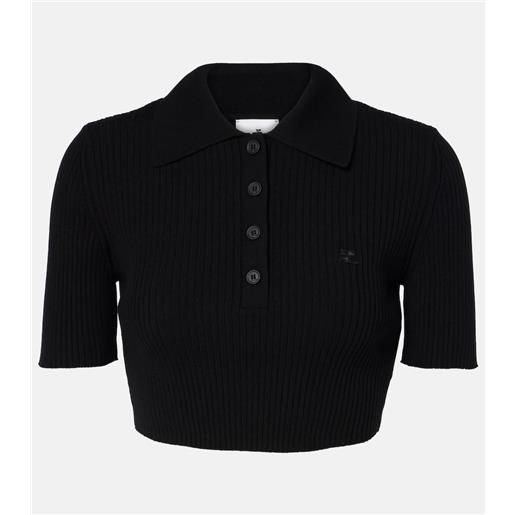 Courreges courrã¨ges polo cropped in maglia a coste