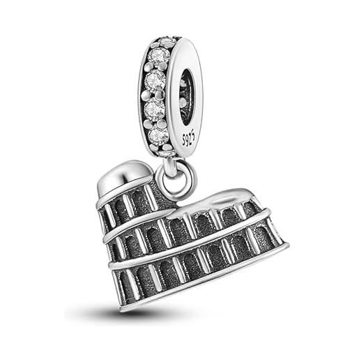 Generic m&s - ciondolo a forma di colosseo, in argento sterling 925, compatibile con braccialetti pandora ed europei