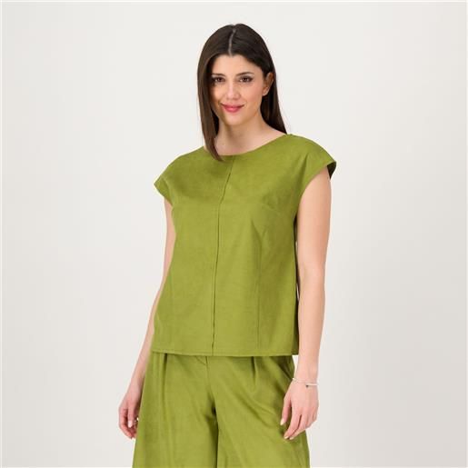 Caterina Lancini blusa in tessuto effetto scamosciato con retro in maglia