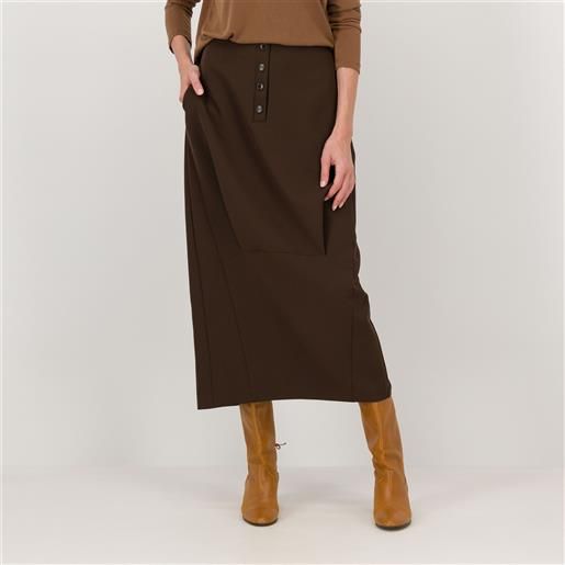 Caterina Lancini gonna lunga tessuto bi-stretch con finta abbottonatura