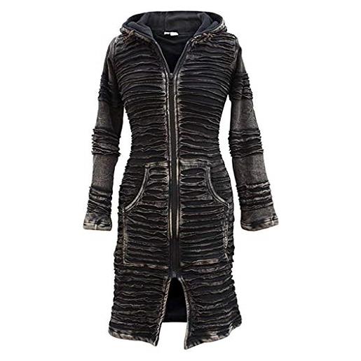 SHOPOHOLIC FASHION giacca lunga da donna in stile bohémien, stile hippie, gotico, nero, m