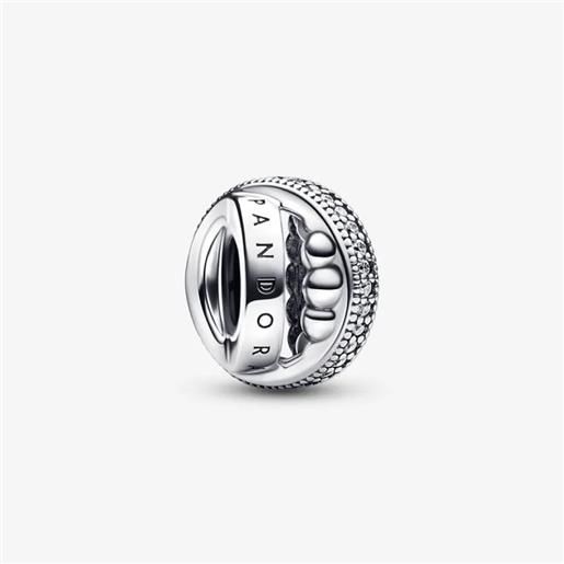 Pandora charm tripla fascia logo pavé sfere donna Pandora