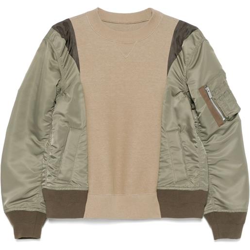 sacai felpa con design a inserti - verde