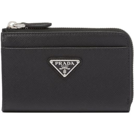 Prada portachiavi in pelle con logo - nero