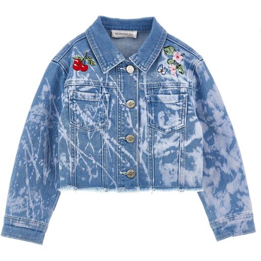 Monnalisa giubbetto jeans ricamato strass