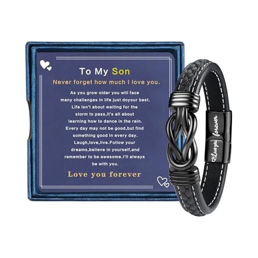 YADOCA bracciale in pelle per figlio - regali di natale e compleanno, braccialetti per mamma e papà, regali per ragazzi adolescenti