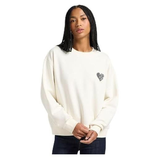 Lee relaxed graphic crew maglia di tuta, natur, m donna