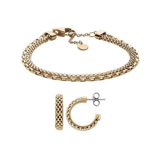 Bracciale Skagen In Maglia Di Acciaio Inox – Argento, Oro Rosa E Oro, Con Perline Trasparenti