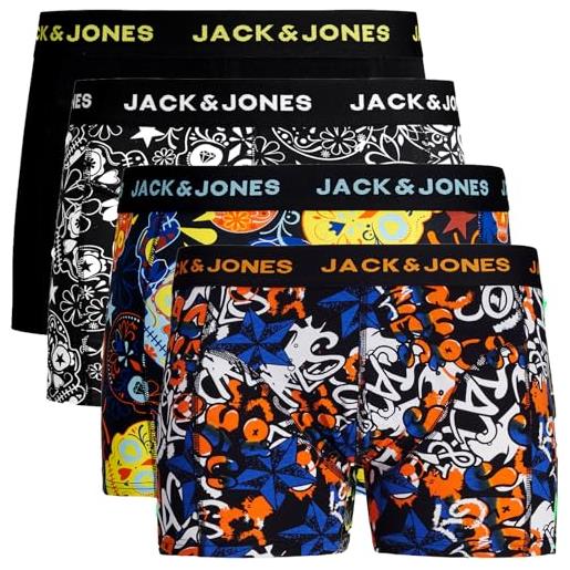 Jack & jones, confezione da 4 boxer da uomo, in cotone, motivi misti, taglie s m l xl xxl #84 xl