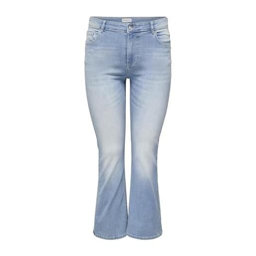 ONLY Carmakoma carwilly life hw flared dnm tai467 noos da donna, mix blu chiaro, 50w x 30l