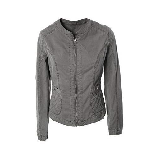 JOPHY & CO. giacca corta donna 100% cotone con tasche, zip, senza colletto (cod. 33120) (grigio, l)