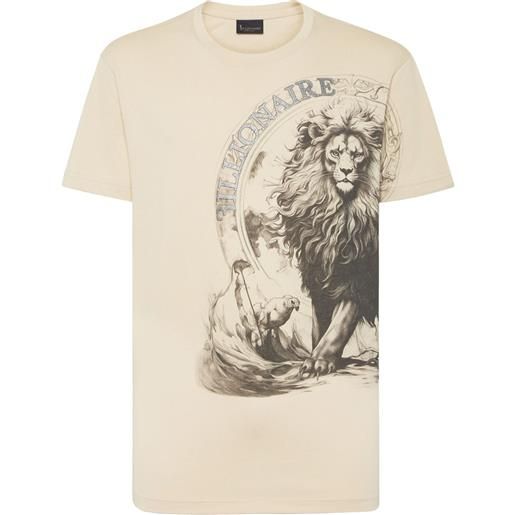 Billionaire t-shirt con stampa lion - toni neutri