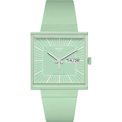 Swatch what if. . . Mint?/ bioceramic / orologio quadrato unisex / quadrante verde / cassa plastica / cinturino plastica - so34g701