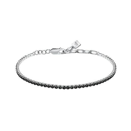 Morellato bracciale uomo in argento 925‰, zirconi neri, collezione tennis - satt14