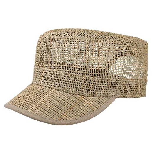 LIPODO cappellino army di paglia donna/uomo - berretto da spiaggia estivo con visiera, chiusura a strappo estate primavera/estate - taglia unica natura