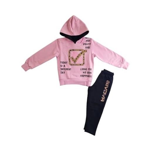 GIVOVA completo tuta da bambina in cotone felpato rosa 6 anni