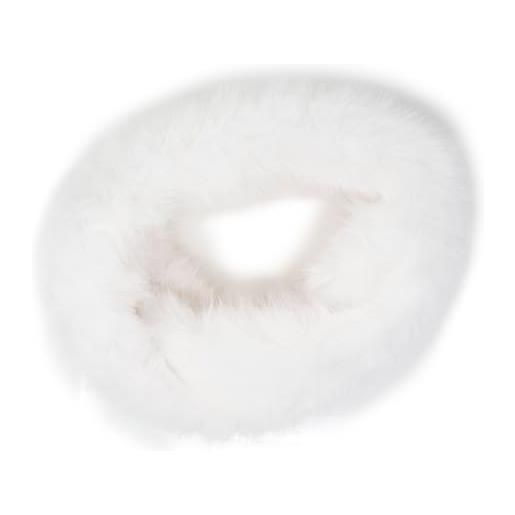 Emila scaldacollo pelliccia ecologica sintetica pelo lungo da donna ragazza collo sciarpa ad anello chiuso di ecopelliccia fascia calda morbida casual elegante party viaggio 2025 2026 bianco
