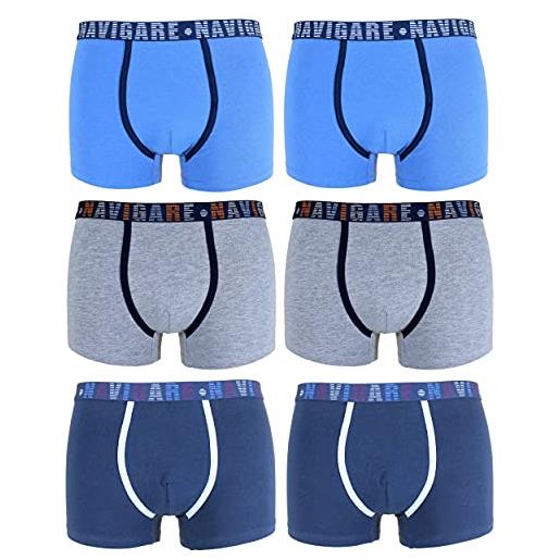 Navigare 6 boxer ragazzo bimbo mutanda bambino 10-12-14-16 anni varie fantasie (art. 2992, 12 anni it ragazzo, 12_years)