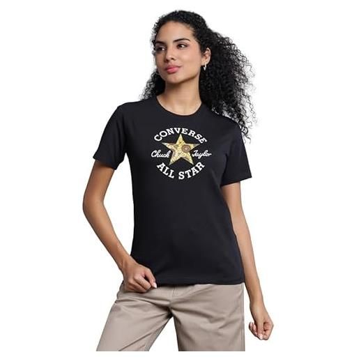 Converse chuck taylor, maglietta da donna con stampa floreale nera, nero , l