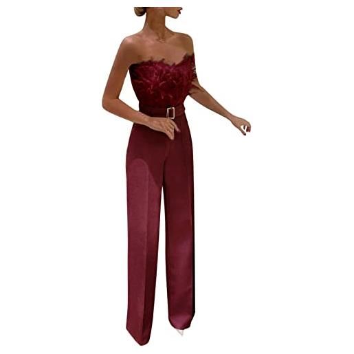 Yekdmxop tuta da donna elegante tute donna eleganti da cerimonia a gamba larga jumpsuit donna una spalla baggy jumpsuit senza maniche vita alta cocktail cerimonia completo party completi playsuit