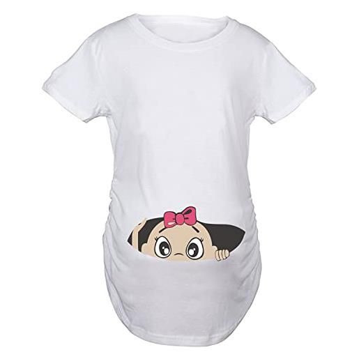Imaczi q. Kim donna maglietta premaman maniche lunghe t-shirt divertente neonato -neonata serie bianco m