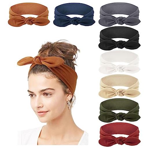 DRESHOW 8 pezzi fasce per capelli boho stile criss cross turbante fascia accessori cerchietti per donna ragazze