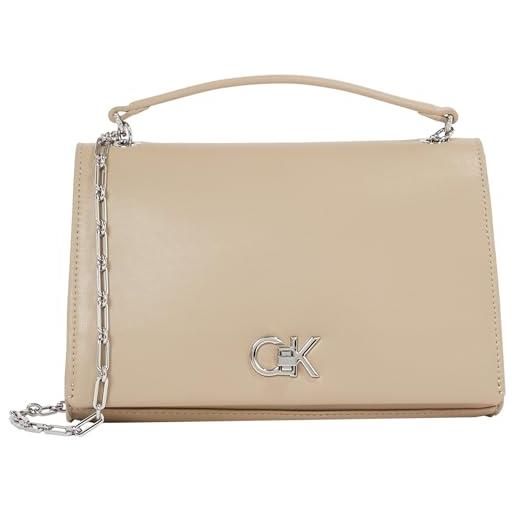 Calvin Klein donna borsa a tracolla medium chain bag con blocco girevole, grigio (crockery), taglia unica
