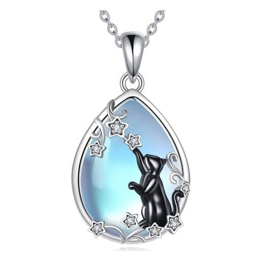 Lovely Cat - Collana Uomo E Donna Con Ciondolo Gatto In Acciaio Inossidabile | Gioiello Minimal A Forma Di Micio | Regalo Per Amanti Dei Felini