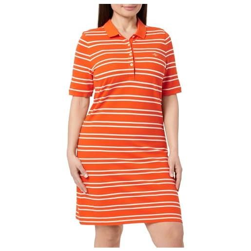 GANT stripe shield ss pique polo dress vestito, rosso marled, xl donna