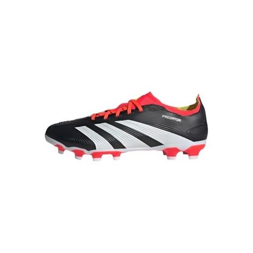 adidas predator 24 league low multi-ground boots, scarpe da calcio unisex-adulto, core black/cloud white/solar red, 47 eu