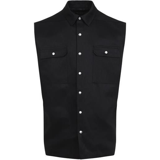Rick Owens giacca-camicia smanicata jumbo - nero