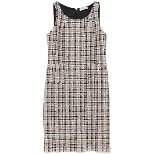 Charlott abito midi in tweed - bianco multi