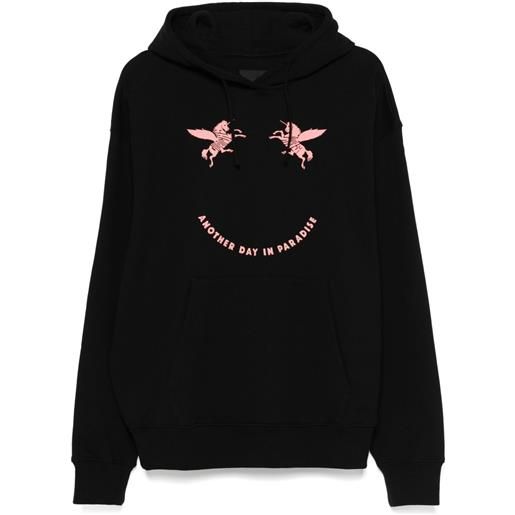 Givenchy felpa in pile con ricamo e cappuccio - nero