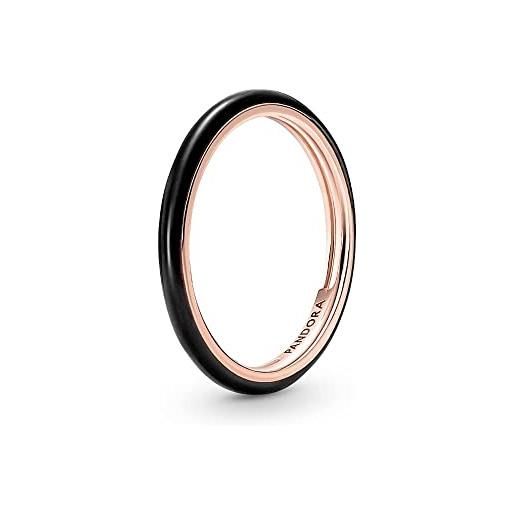 PANDORA me anello placcato in oro rosa 14k con smalto nero, 60