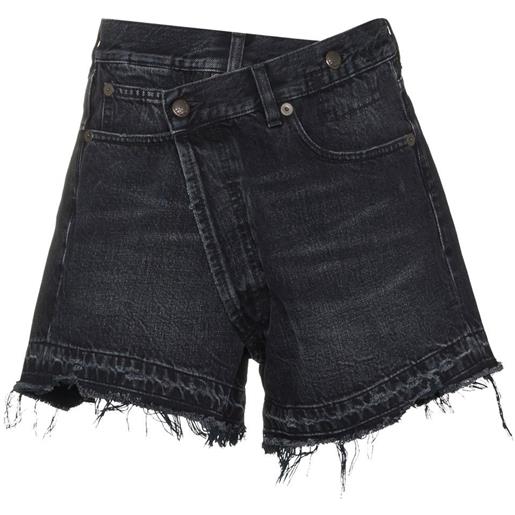 R13 shorts con orlo sfilacciato - nero