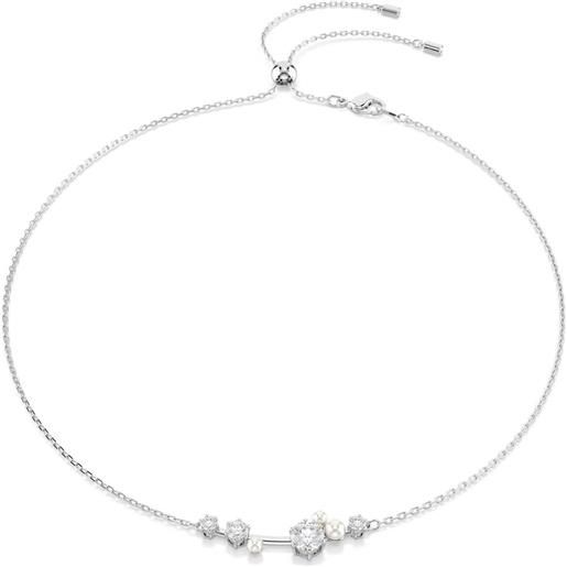 SWAROVSKI collana constella, crystal pearl, tagli round placcato rodio