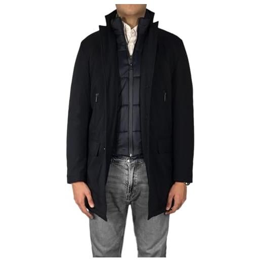 VEQUÈ giaccone uomo invernale trench imbottito con tasche laterali giubbotto elegante linea sartoriale cappotto con pettorina (it, numero, 52, regular, regular, nero)