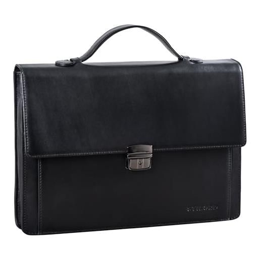 STILORD 'ernesto' borsa a mano uomo pelle cartella ventiquattrore vintage borsa business da lavoro ufficio per pc 13,3 pollici, colore: onice nero
