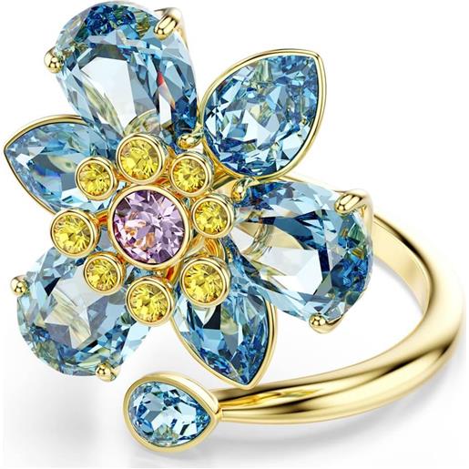 SWAROVSKI anello aperto idyllia, fiore, blu, placcato oro 58