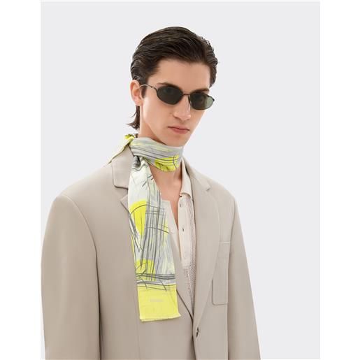 Ferrari shelley in twill di seta stampata - sciarpe e guanti giallo modena os